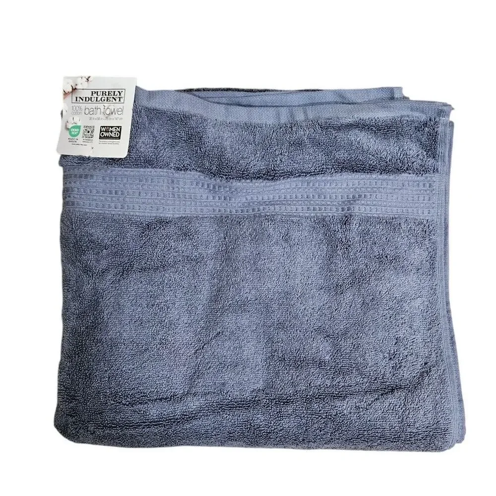 Purely Indulgent 100% Cotton Bath Towel 30x58 Gray Costco Brand OEKO-TEX NWT